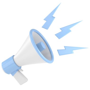 Megafon. Üç boyutlu illüstrasyon. 3B görüntüleme.