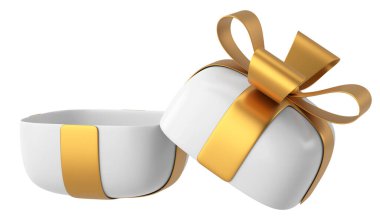 Hediye Kutusu açıldı. Üç boyutlu hediye kutusu. Hediye kutusunu aç. 3B illüstrasyon.