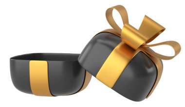 Hediye Kutusu açıldı. Üç boyutlu hediye kutusu. 3B illüstrasyon.