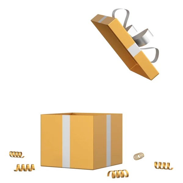 打开礼品盒3D礼品盒打开礼品盒3D插图 — 图库照片