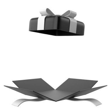 Hediye Kutusu açıldı. Üç boyutlu hediye kutusu. 3B illüstrasyon.