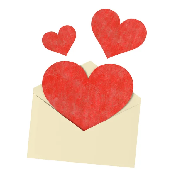 Papel Rojo Del Corazón Con Carta Ilustración —  Fotos de Stock