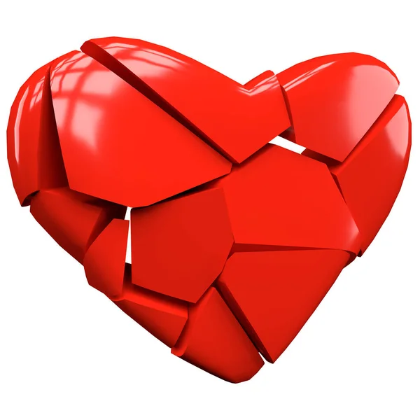 Boyutlu Kırık Kalp Modeli Illüstrasyon — Stok fotoğraf