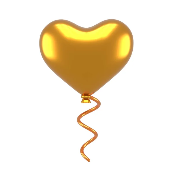黄金のハートバルーン 3Dハートバルーン 3Dイラスト — ストック写真