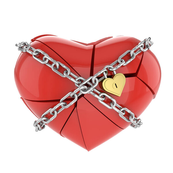 Broken heart 3D model. 3D illustration.