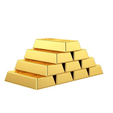 Altın külçeleri. Üç boyutlu element. 3B illüstrasyon.