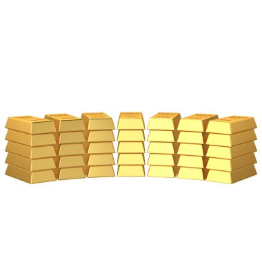 Altın külçeleri. Üç boyutlu element. 3B illüstrasyon.