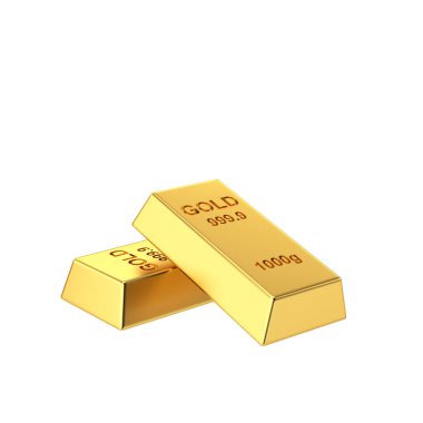 Altın külçeleri. Üç boyutlu element. 3B illüstrasyon.