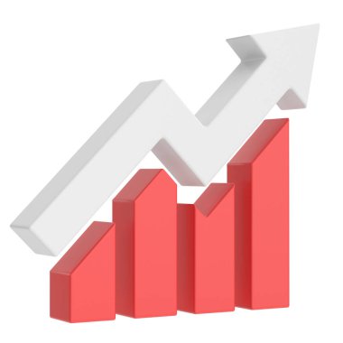 Büyüme grafiği, büyüme grafiği. 3B illüstrasyon.