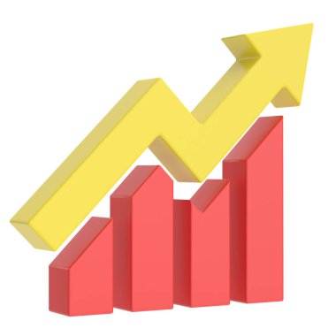 Büyüme grafiği, büyüme grafiği. 3B illüstrasyon.