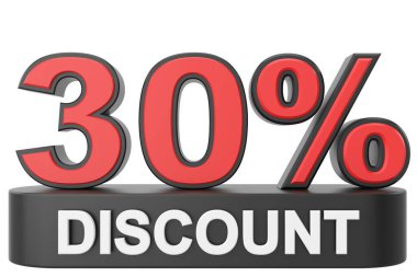 Yüzde 3D 30 indirim. % 30 indirim. 3B illüstrasyon.