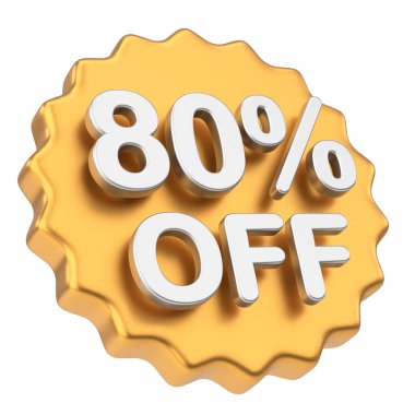 Yüzde 380 indirimli. % 80 indirimli. Satış rozeti. 3B illüstrasyon.