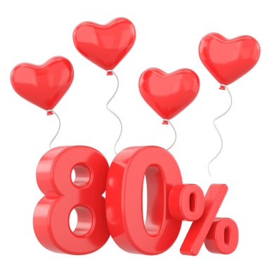 Sevgililer günü. Yüzde seksen indirim. % 80 indirim..