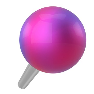 Pimi çek. Çizim iğnesi. Üç boyutlu pim. 3B illüstrasyon.