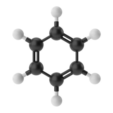 C6H6 , Benzene chemical formula. 3D chemical structure. 3D illustration. clipart