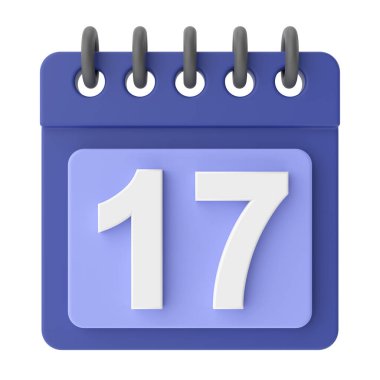 On yedinci. Ayın on yedinci günü. 3B takvim simgesi.