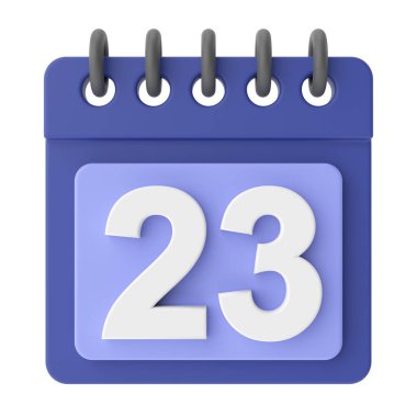 23 'ünde. Ayın 23 'ünde. 3B takvim simgesi.