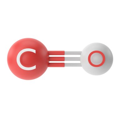 CO , Carbon monoxide chemical formula. 3D chemical structure. clipart