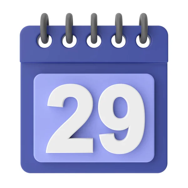 29日 月の29日 3Dカレンダーアイコン — ストック写真