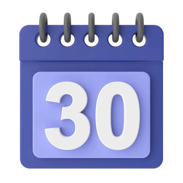 30日 月の30日 3Dカレンダーアイコン — ストック写真