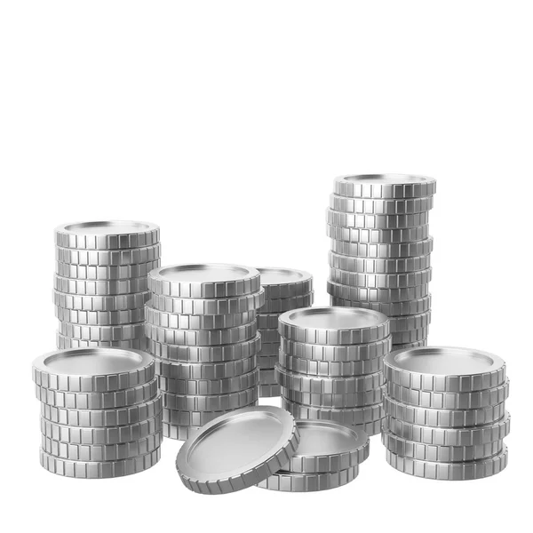 Silbermünze Münzen Stapeln Sich Illustration — Stockfoto