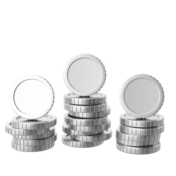 Срібна Монета Стек Монет Ілюстрація — стокове фото