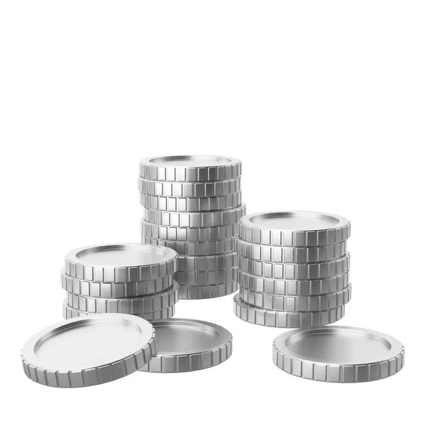 Stříbrná Mince Hromada Mincí Ilustrace — Stock fotografie