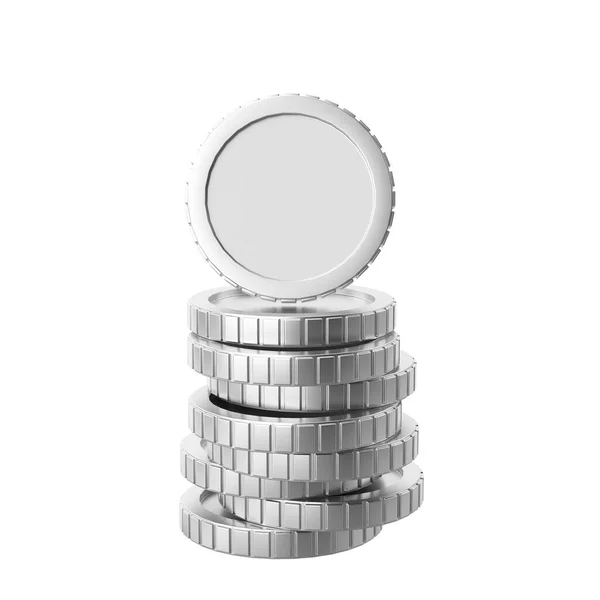 Zilveren Munt Muntenstapel Illustratie — Stockfoto