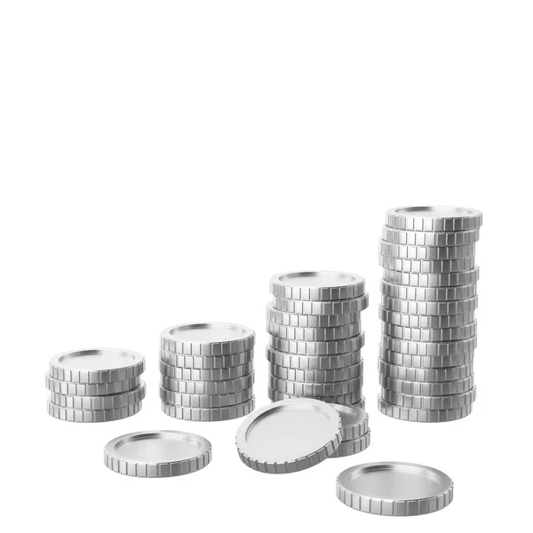 Stříbrná Mince Hromada Mincí Ilustrace — Stock fotografie