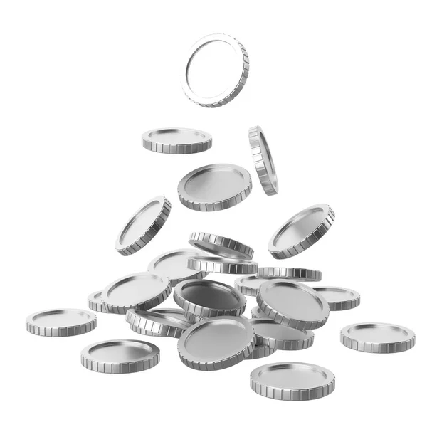 Zilveren Munt Muntenstapel Illustratie — Stockfoto