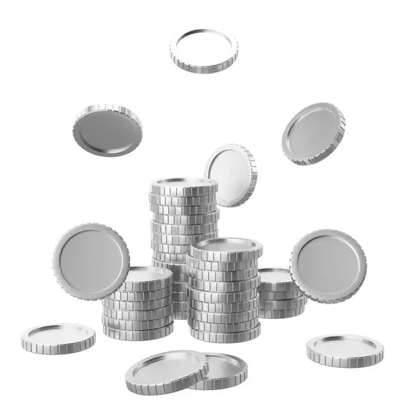 Moneda Plata Monedas Apiladas Ilustración —  Fotos de Stock