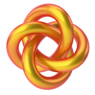Torus düğümü şeklinde. 3B geometrik şekil.