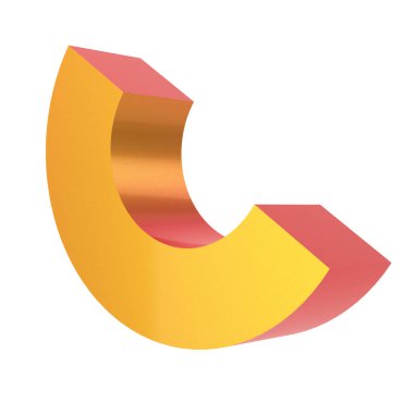 Üç boyutlu yarım daire şeklinde. 3B geometrik şekil.