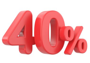 % 40 'ı 3D. Yüzde kırk. 3B illüstrasyon.