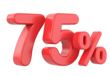 % 75 'i 3D. Yüzde yetmiş beş. 3B illüstrasyon.
