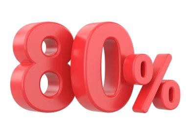 % 80 'i 3D. Yüzde seksen. 3B illüstrasyon.