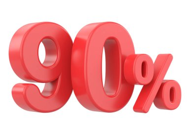 % 90 'ı 3D. Yüzde doksan. 3B illüstrasyon.