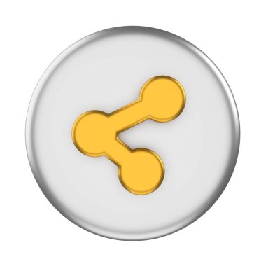 3 boyutlu paylaşım simgesi. Paylaş düğmesi. 3B öge.