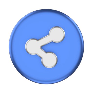 3 boyutlu paylaşım simgesi. Paylaş düğmesi. 3B öge.