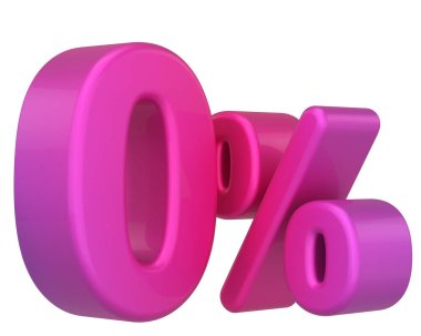 % 3-0. Yüzde sıfır pay. 3B illüstrasyon.