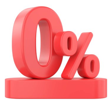 % 3-0. Yüzde sıfır pay. 3B illüstrasyon.