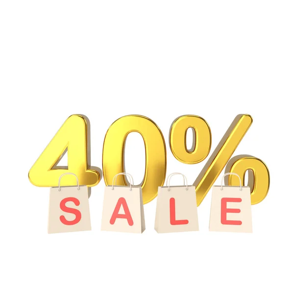 stock image 3D forty percent sale. 40% sale. Sale banner decoration.