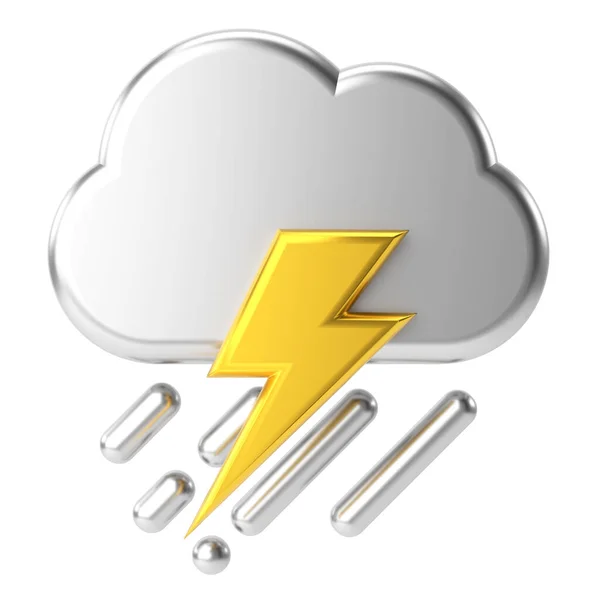 Thunderstorm. 3D weather icon. 3D climate icon. 3D element.