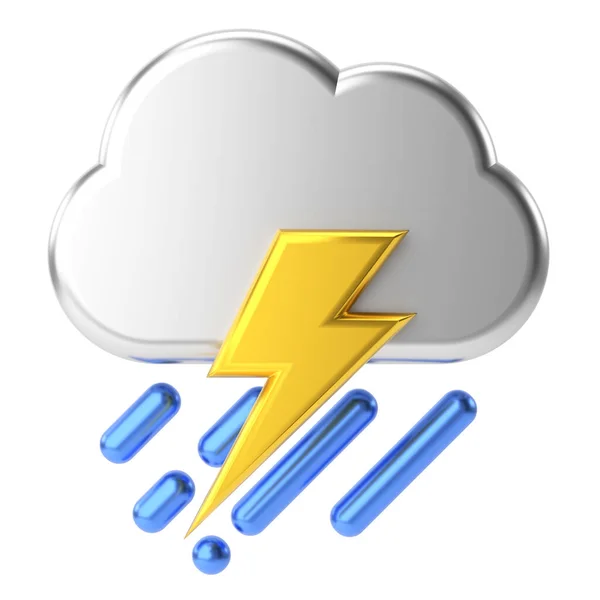 Thunderstorm. 3D weather icon. 3D climate icon. 3D element.