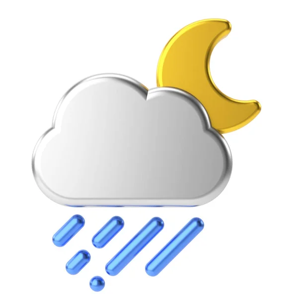 Rainy Night Weather Icon Climate Icon Element — Stock Photo, Image