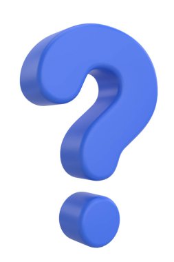Soru işareti işareti. 3B illüstrasyon.