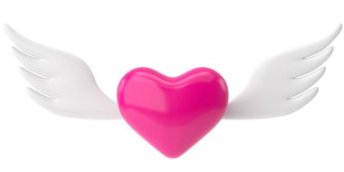 Üç boyutlu kalp tanrısı. Sevgililer günü kartı dekorasyonu. 3B illüstrasyon.