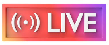 Canlı ikon. Canlı yayın. 3B illüstrasyon.