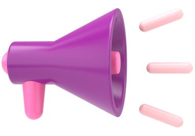 Megafon. Üç boyutlu illüstrasyon. 3B görüntüleme.