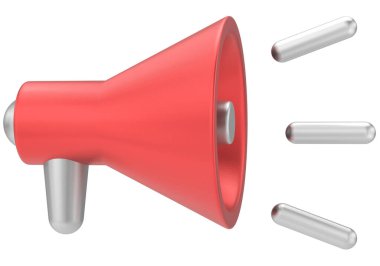 Megafon. Üç boyutlu illüstrasyon. 3B görüntüleme.